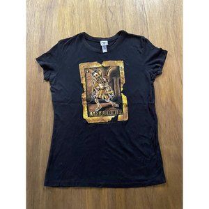 La Borrachita Black Graphic Skeleton Crew Neck Tee Deep Blue Graphix Women's XL
